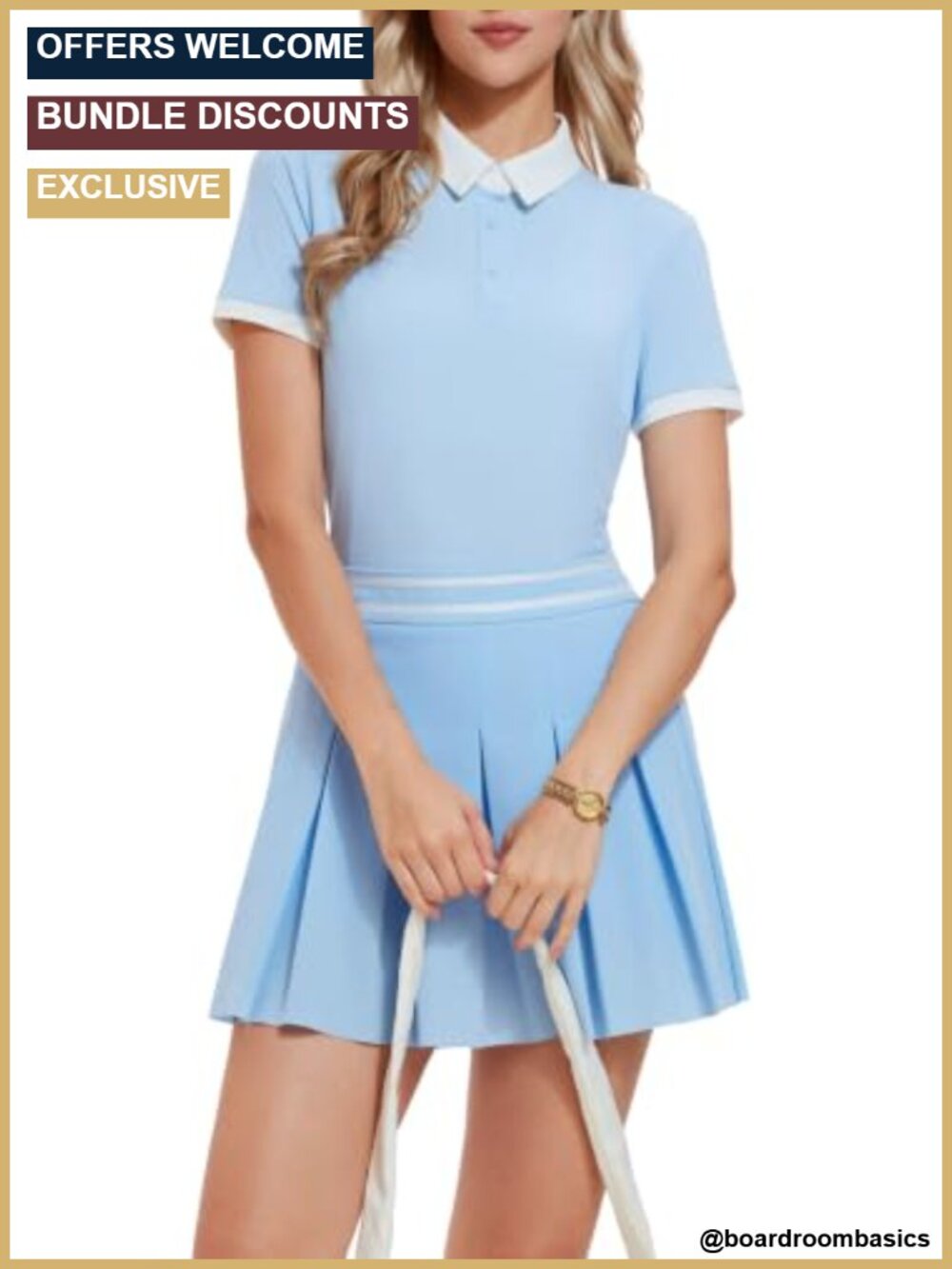 Women's 2 Piece Tennis Skirt Set Pickleball Golf Polo Athletic Dress
